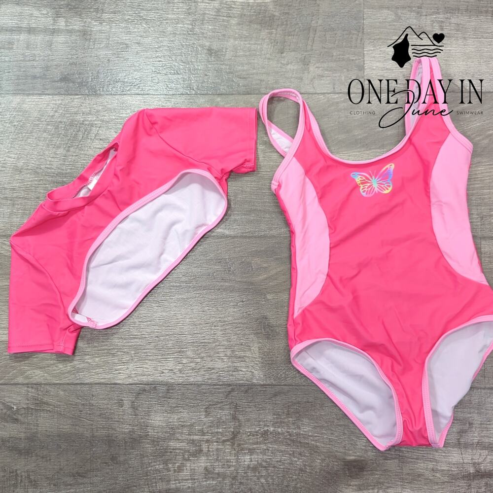 Aleumdr Butterfly One Piece Swimsuit Size 7-8Y